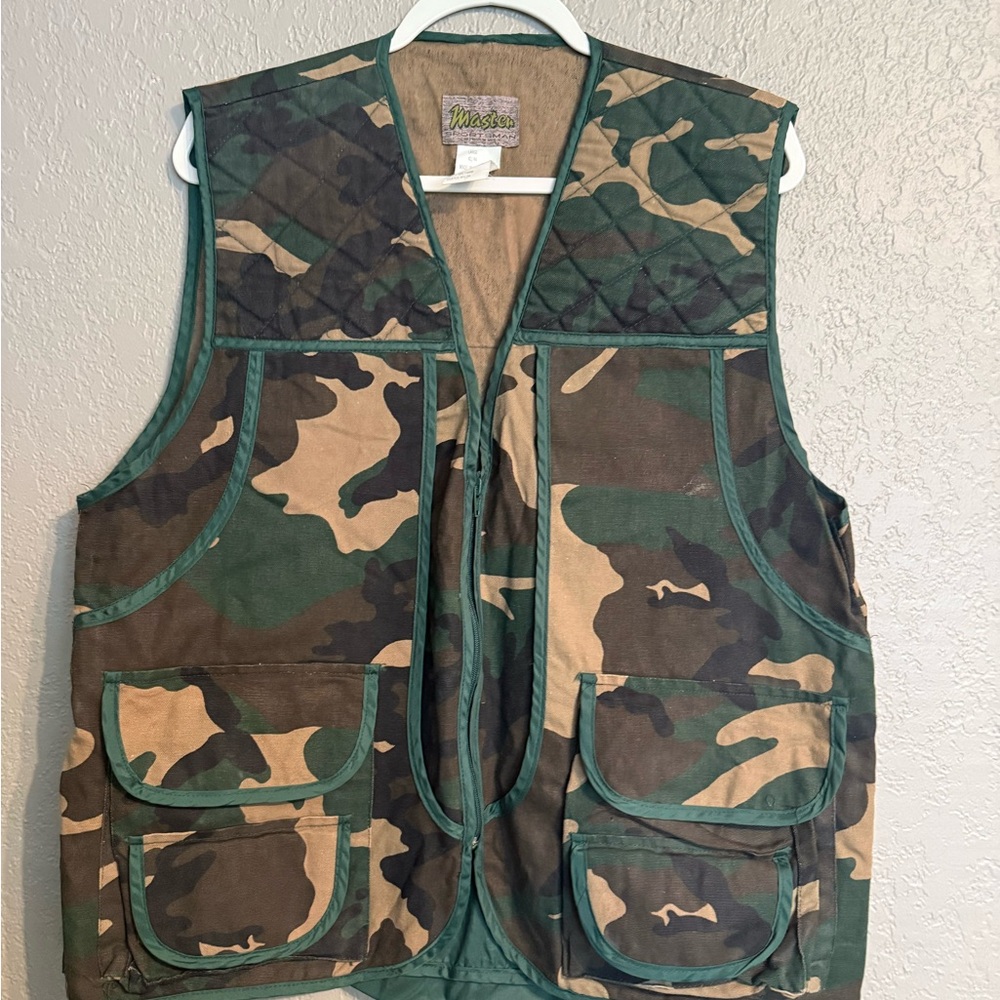 Men’s Master Sportsman Camo Hunting Vest Multi Pocket Bird Duck Quail Size Large